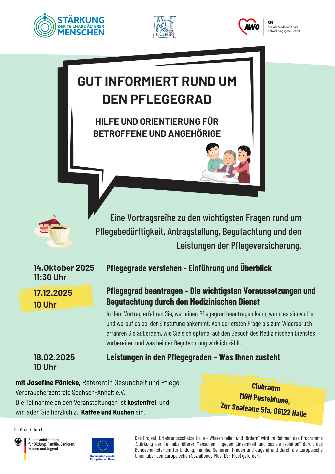 Vortrag "Pflegegrad beantragen – Die wichtigsten Voraussetzungen und Begutachtung durch den Medizinischen Dienst"