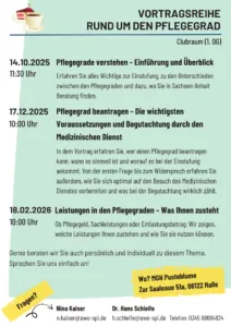 Vortrag "Leistunden in den Pflegegraden - was Ihnen zusteht!"