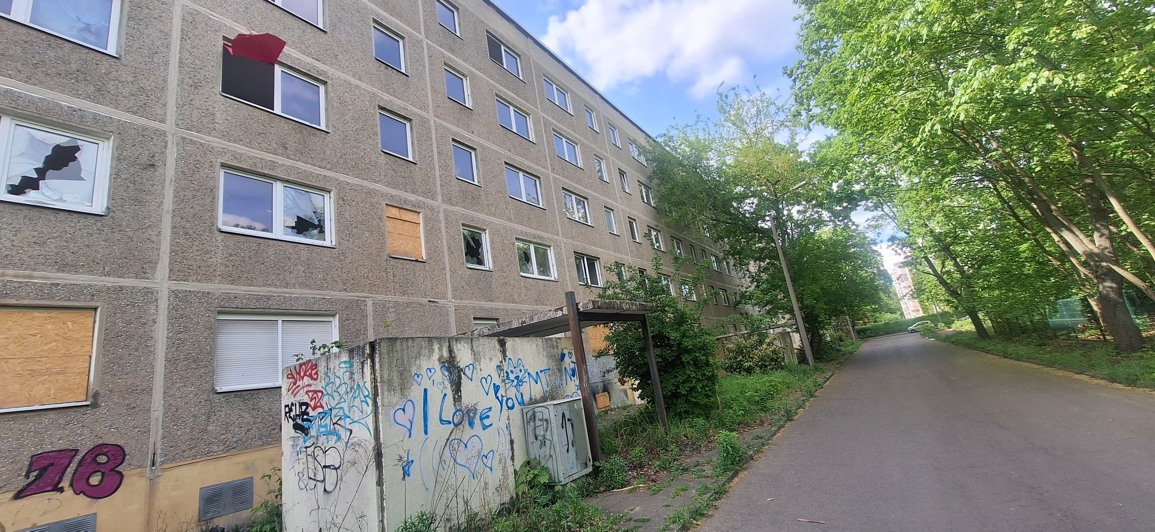 Abrissgebäude an der Trakehnerstraße