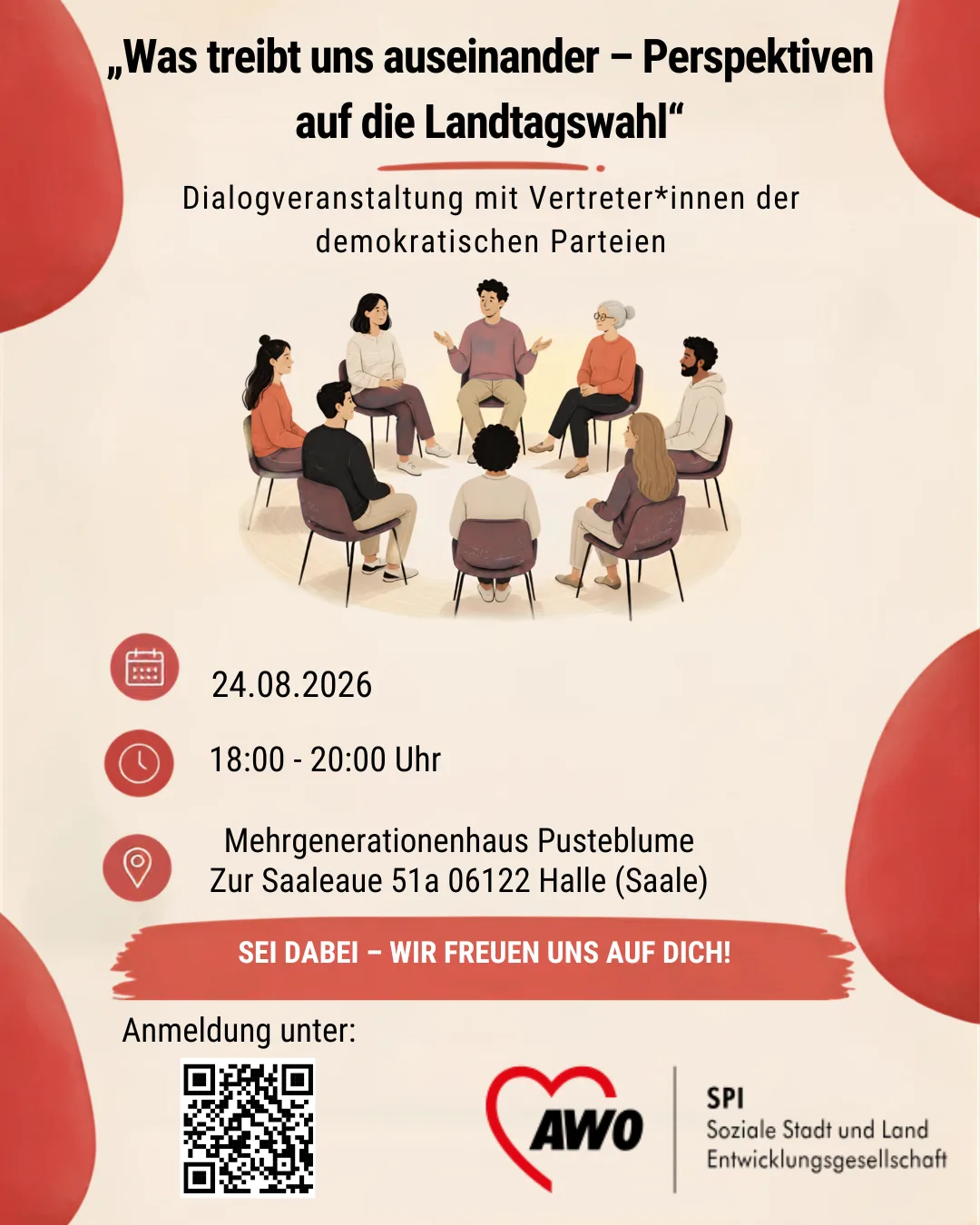 Dialogveranstaltung mit Politiker*innen: Was treibt uns auseinander – Perspektiven auf die Landtagswahl